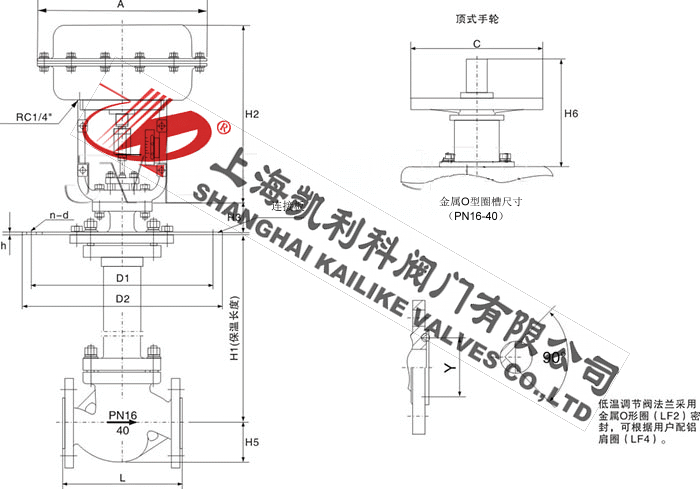ZJHP、ZJHM氣動薄膜低溫調(diào)節(jié)閥外形結(jié)構(gòu)圖